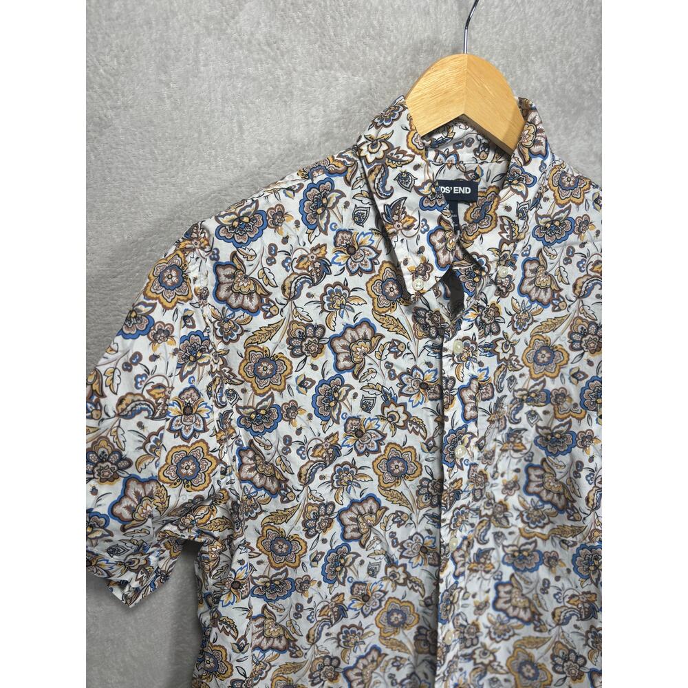 Lands End Paisley Print Short Sleeve Shirt Traditional Fit Mens Medium - Picture 3 of 6